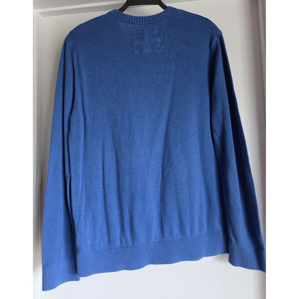 Hollister Men's V-Neck Sweater Size L Blue Solid Long Sleeve Casual Pullover - Picture 5 of 9